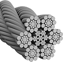 Image of Product. 6 × 19 IWRC. Front orientation. Wire Rope. Extra-Flexible Wire Rope for Lifting, 6 × 19 IWRC Wire Rope.
