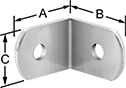 Image of Product. Front orientation. Contains Annotated. Brackets. Corner Brackets, Style 1.