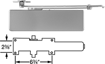 Image of Product. Front orientation. Contains Annotated. Door Closers. High-Traffic Door Closers with Shock-Absorbing Stop, Style B.