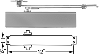 Image of Product. Front orientation. Contains Annotated. Door Closers. High-Traffic Door Closers with Shock-Absorbing Stop, Style C.