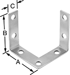 Image of Product. Front orientation. Contains Annotated. Brackets. Corner Brackets, Style 22.