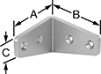 Image of Product. Front orientation. Contains Annotated. Brackets. Corner Brackets, Style 21.