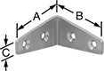 Image of Product. Front orientation. Contains Annotated. Brackets. Corner Brackets, Style 21.