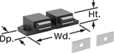 Image of Product. Front orientation. Contains Annotated. Magnetic Latches. Push-to-Open Magnetic Latches, Style 6.