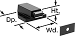 Image of Product. Front orientation. Contains Annotated. Magnetic Latches. Push-to-Open Magnetic Latches, Style 5.