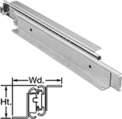 Image of Product. Front orientation. Contains Annotated, MultipleImages. Drawer Slides. Hold-Closed Base-Mount Drawer Slides.