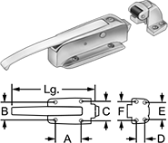Image of Product. Front orientation. Contains Annotated, MultipleImages. Push-to-Close Latches. Keyed Push-to-Close Locking Latches with Handle.