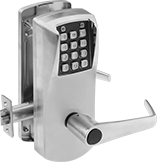 Image of Product. Front orientation. Door Handles and Knobs. Self-Powered Keypad Combination Door Handles.