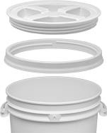 Image of ProductInUse. Front orientation. Pail Lids. Threaded Pail Lids.
