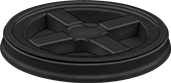 Image of Product. Black. Front orientation. Pail Lids. Threaded Pail Lids.