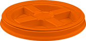 Image of Product. Orange. Front orientation. Pail Lids. Threaded Pail Lids.