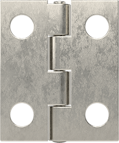 Image of Product. Back orientation. Surface-Mount Hinge with Holes, Polished 304 Stainless Steel, Nonremovable Pin, 1.5" x 5/8" Leaves.