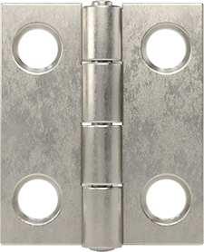 Image of Product. Front orientation. Surface-Mount Hinge with Holes, Polished 304 Stainless Steel, Nonremovable Pin, 1.5" x 5/8" Leaves.