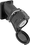 Image of Product. Front orientation. Power Connectors. Hazardous Location Switch-Rated Pin-and-Sleeve Connectors, 30° Elbow Female Receptacles.