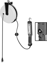 Image of Product. Style C (Magnetic Mount). Front orientation. Contains Inset. Portable Work Lights. Plug-In Portable Work Lights with Retractable Cord Reels, Style C.