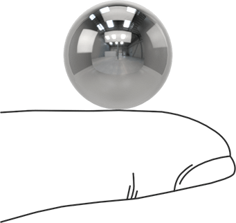 Image of Product. Side1 orientation. Contains SizingReference. Hardened Ultra-Wear-Resistant 440C Stainless Steel Ball, Grade 25, 18 mm Diameter.