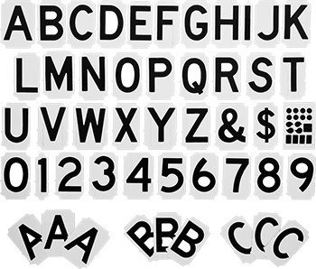 Image of Product. Front orientation. Quick-Align Adhesive-Back Characters, 2" High Letter and Number Set, 750 Pieces.