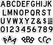 Image of Product. Front orientation. Characters. Quick-Align Adhesive-Back Character Sets.