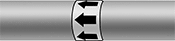 Image of ProductInUse. Front orientation. Pipe Marker Tape. Flow Arrow Pipe Marker Tape.