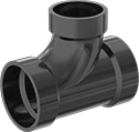 Image of Product. Front orientation. Pipe and Fittings. Drain, Waste, and Vent ABS Pipe Fittings for Chemicals, Inline Offset Tee Reducers, Cement Socket Female × Cement Socket Female × Cement Socket Female.