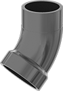 Image of Product. Front orientation. Pipe and Fittings. Drain, Waste, and Vent ABS Pipe Fittings for Chemicals, 45° Elbow Adapters, Cement Socket Female × Cement Socket Male.