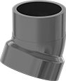 Image of Product. Front orientation. Pipe and Fittings. Drain, Waste, and Vent ABS Pipe Fittings for Chemicals, 22 1/2° Elbow Adapters, Cement Socket Female × Cement Socket Male.