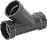 Image of Product. Front orientation. Pipe and Fittings. Drain, Waste, and Vent ABS Pipe Fittings for Chemicals, Wye Connectors, Cement Socket Female.