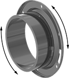 Image of Product. Front. Front orientation. Contains Annotated. Pipe and Fittings. Drain, Waste, and Vent ABS Pipe Flanges for Chemicals, Rotating Flanges, Cement Socket Female, Flat Surface.