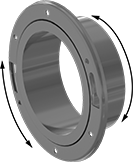 Image of Product. Flat Surface on Back. Back orientation. Contains Annotated. Pipe and Fittings. Drain, Waste, and Vent ABS Pipe Flanges for Chemicals, Rotating Flanges, Cement Socket Female, Flat Surface.
