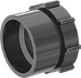 Image of Product. Front orientation. Pipe and Fittings. Drain, Waste, and Vent ABS Pipe Fittings for Chemicals, Straight Adapters, Cement Socket Female × Compression Female.