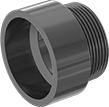 Image of Product. Front orientation. Pipe and Fittings. Drain, Waste, and Vent ABS Pipe Fittings for Chemicals, Straight Adapters, Male, Female, Threaded Fitting Connection, Cement-Socket Fitting Connection.