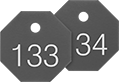 Image of Product. Front orientation. Tags. Sequentially Numbered Plastic Tags, Octagon.