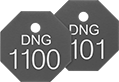 Image of Product. Front orientation. Tags. Made-to-Order Sequentially Numbered Plastic Tags with Message, Octagon.