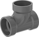 Image of Product. Front orientation. Pipe and Fittings. Flame-Retardant Drain, Waste, and Vent CPVC Pipe Fittings for Chemicals, Offset Tee Connectors, Cement Socket Female.