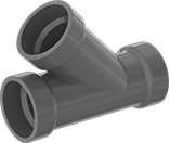 Image of Product. Front orientation. Pipe and Fittings. Flame-Retardant Drain, Waste, and Vent CPVC Pipe Fittings for Chemicals, Wye Connectors, Cement Socket Female.