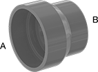 Image of Product. Front orientation. Contains Annotated. Pipe and Fittings. Flame-Retardant Drain, Waste, and Vent CPVC Pipe Fittings for Chemicals, Straight Reducers, Cement Socket Female × Cement Socket Female.