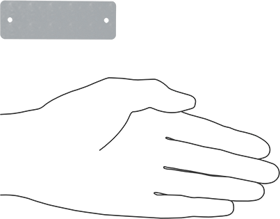 Image of Product. Side1 orientation. Contains SizingReference. Engraving and Stamping Message Plate, with Mounting Holes, Aluminum, 1" High x 3" Wide.