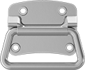 Image of Product. Style 2. Front orientation. Pull Handles and Knobs. Unthreaded Through-Hole-Mount Folding Pull Handles with Mounting Plate, Style 2—Round Grip.