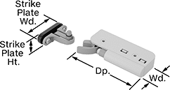 Image of Product. Style 7. Front orientation. Contains Annotated. Push-to-Close Latches. Grab Latches, Soft-Closing Snap Grab, Surface Mount—Screw On, Style 7.