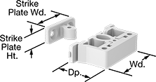 Image of Product. Style 6. Front orientation. Contains Annotated. Push-to-Close Latches. Grab Latches, Snap Grab, Mortise Mount—Screw On, Style 6.
