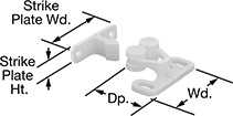Image of Product. Style 1. Front orientation. Contains Annotated. Push-to-Close Latches. Grab Latches, Roller Grab, Surface Mount—Screw On, Style 1.