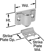 Image of Product. Surface Mount. Front orientation. Contains Annotated. Push-to-Close Latches. Ball Grab Latches, Ball and Spring Grab, Surface Mount—Screw On.