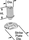 Image of Product. Mortise Mount. Front orientation. Contains Annotated. Push-to-Close Latches. Ball Grab Latches, Ball and Spring Grab, Mortise Mount—Press Fit.