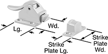 Image of Product. Front orientation. Contains Annotated. Push-to-Close Latches. Vibration-Resistant Push-to-Close Latches with Handle, Style 3.