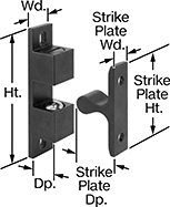 Image of Product. Front orientation. Push-to-Close Latches. Multidirectional Ball Grab Latches, Style A.