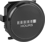 Image of Product. Front orientation. Hour Meters. Panel-Mount Electrically Actuated Hour Meters, Press On, Style L.