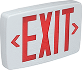 Image of Product. Front orientation. Signs. Backlit Exit Signs, Exit with Arrow (Left, Left and Right, Right)—Green or Red Message on Back and Front.