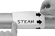 Image of ProductInUse. Front orientation. Pipe Markers. Write-On Adhesive-Back Pipe Markers, Square.