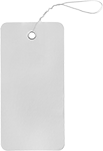 Image of Product. Front orientation. Tags. Weather-Resistant Cardstock Write-On Tags, Rectangle with Wire Tag Holder, Tags with Metal Grommet.