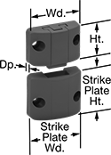 Image of Product. Latch. Front orientation. Contains Annotated. Push-to-Close Latches. Snap Latches, Plastic.